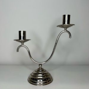 Antique Vintage Silver Two candles holder